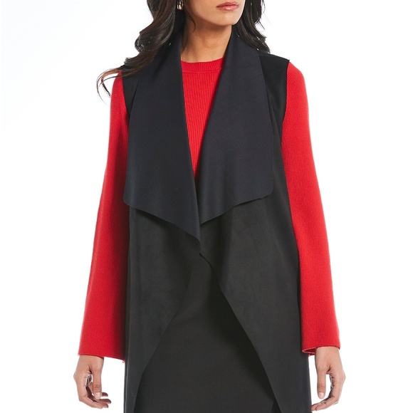 ALEX MARIE NEW LONG DRAPED FAUX SUEDE VEST - Picture 1 of 3